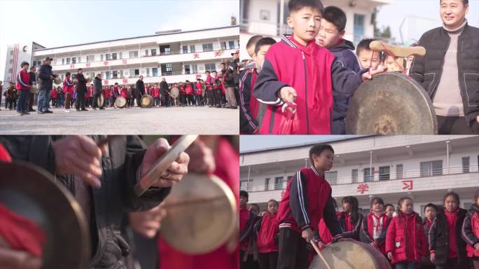 学生学习赛锣赛鼓学校活动A020