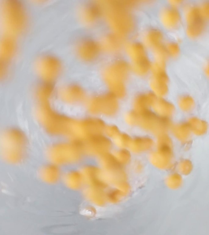 黄豆洒下 入水 捞起素材创意宣传视频