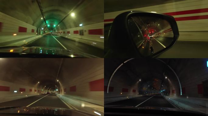 隧道行车 高速隧道 反光镜 开车