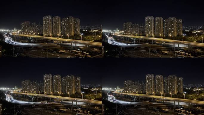 固定机位4k杜比视界青岛高架桥城市夜景