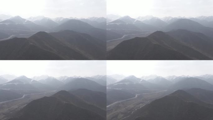 航拍高原雪山山脉风景4K可调色