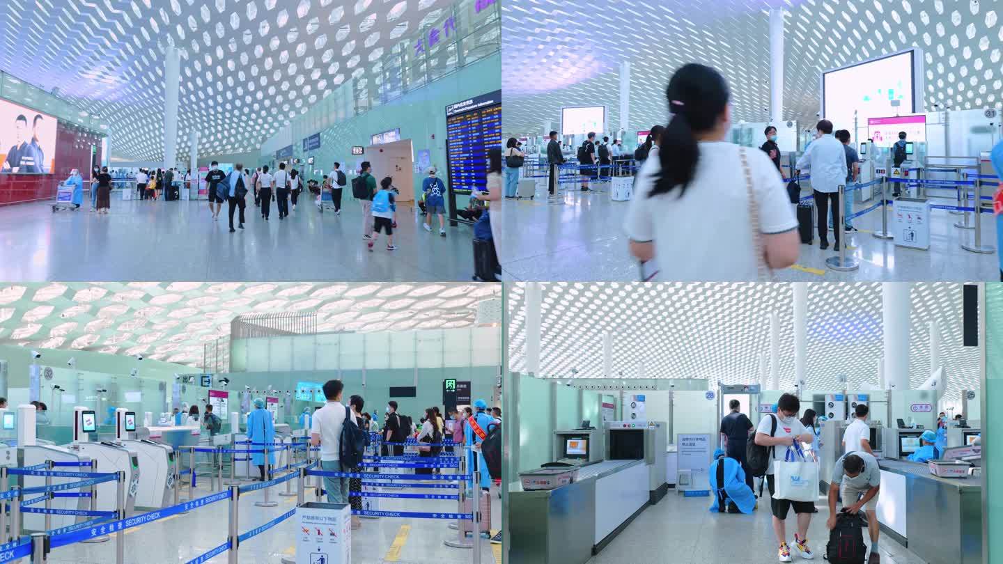 机场候机楼安检通道过安检准备登机视频素材