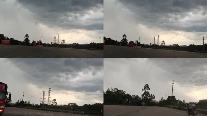 暴风雨来临昏地暗乌云密布大雨天空乌云盖项