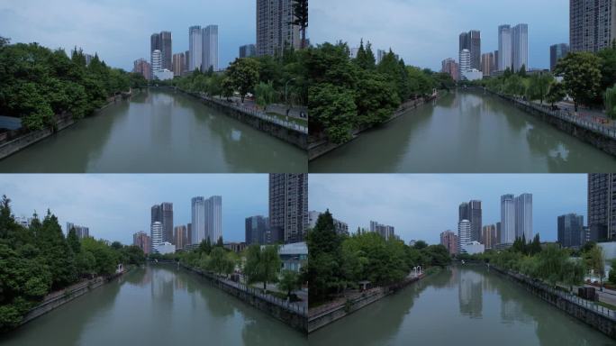 成华公园锦江高楼大厦熊猫走钢丝前飞