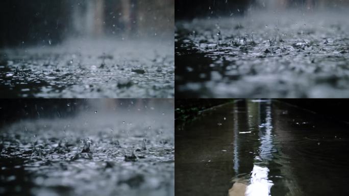 雨水  清明暴雨下雨 慢镜头水珠翻飞
