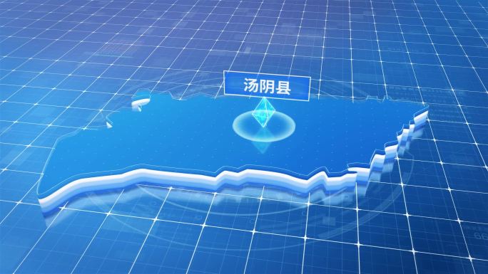 汤阴县蓝色科技感定位地图