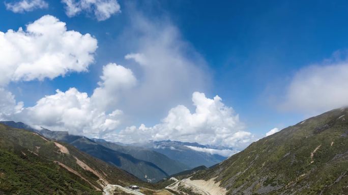 川西高原雅家埂雪山云海云雾蓝天白云延时