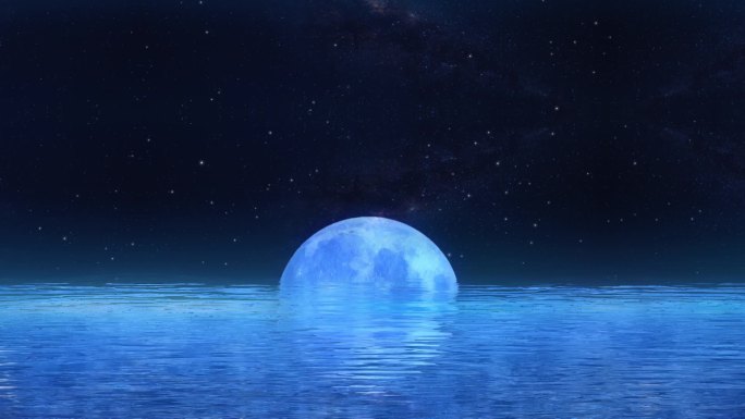 月亮从海面升起