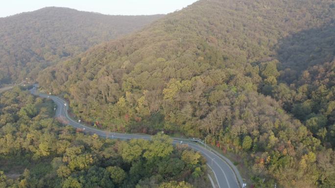 航拍南京老山风景区日出风光