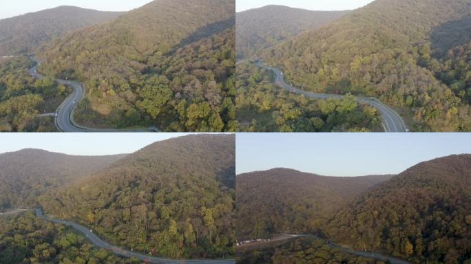 航拍南京老山风景区日出风光