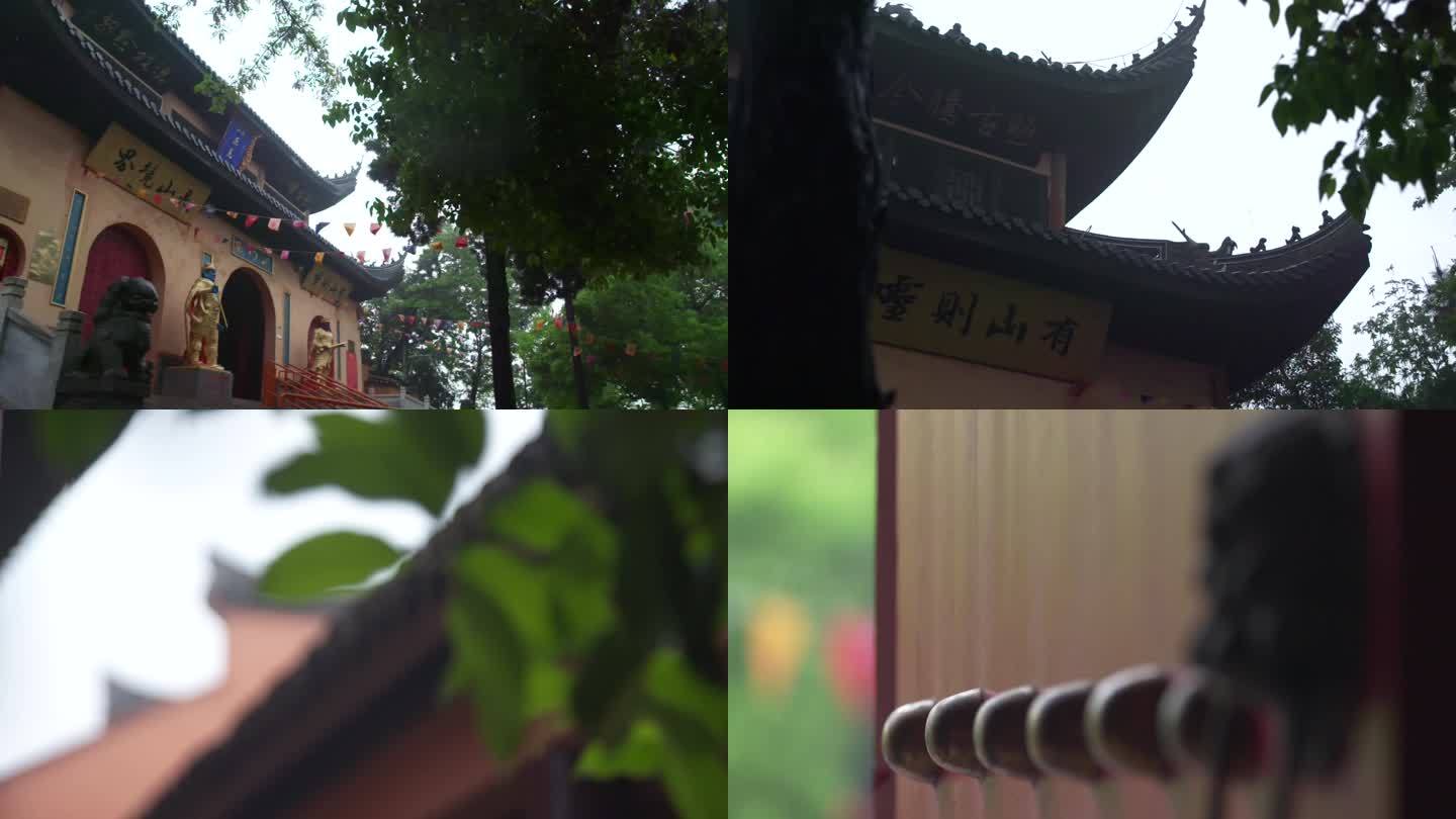 江苏靖江孤山寺寺庙屋檐空镜A006