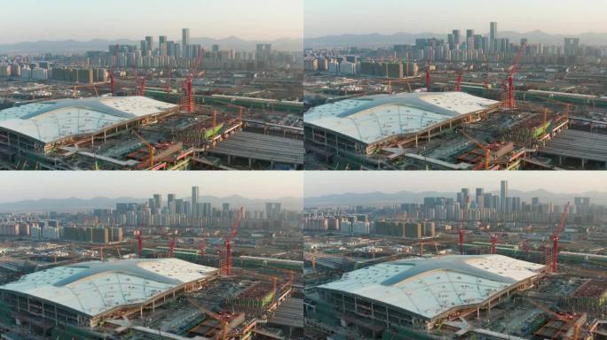 建设中的杭州西站枢纽工程4K航拍