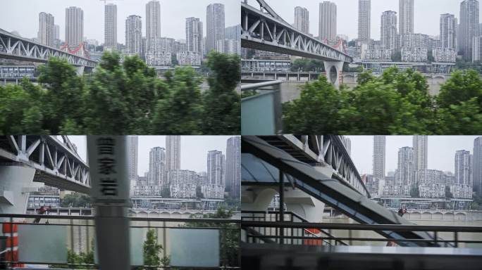 重庆嘉陵江乘坐地铁欣赏外面的风景