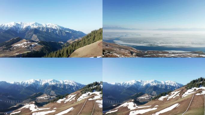 新疆赛里木湖雪山草原天山大桥航拍4K