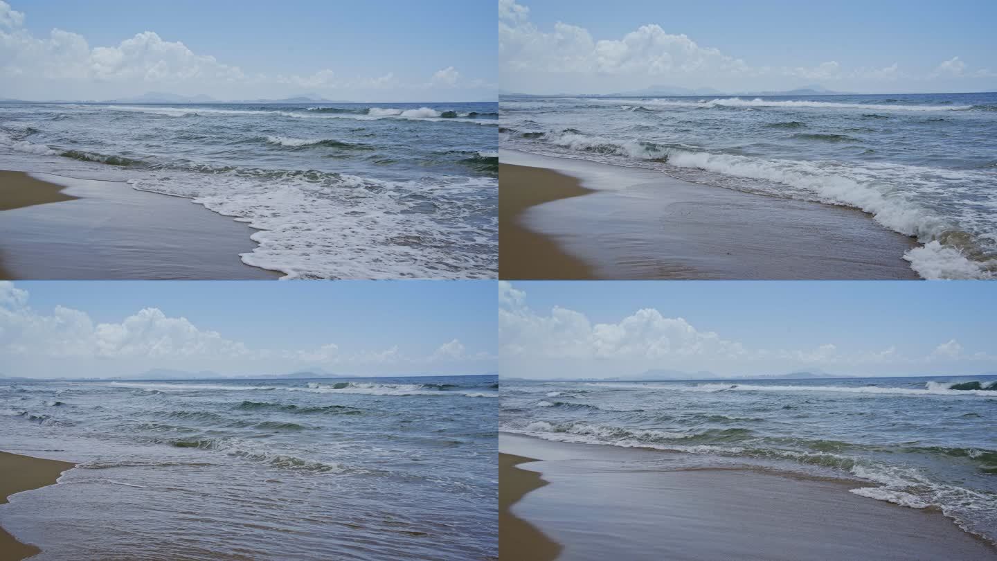 海洋沙滩上后浪推前浪