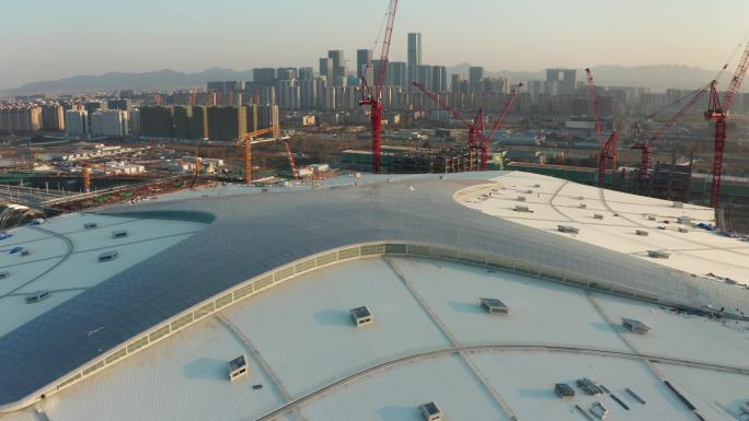 建设中的杭州西站枢纽工程4K航拍