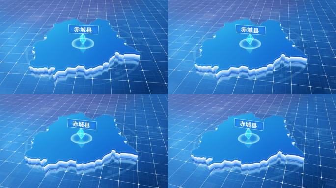 赤城县蓝色科技感定位地图