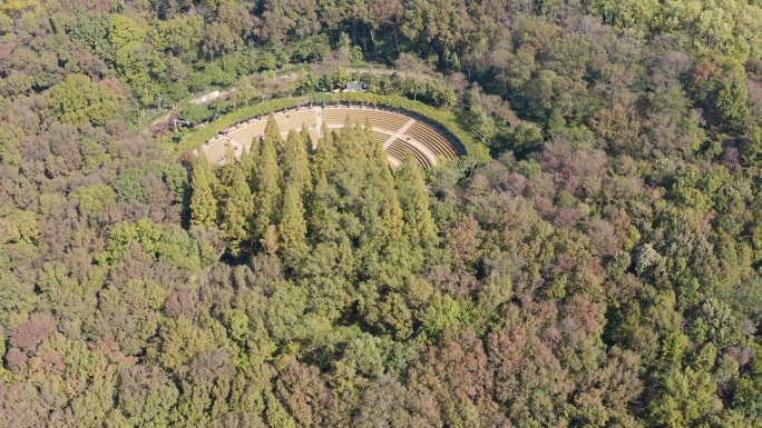 航拍南京钟山风景区音乐台