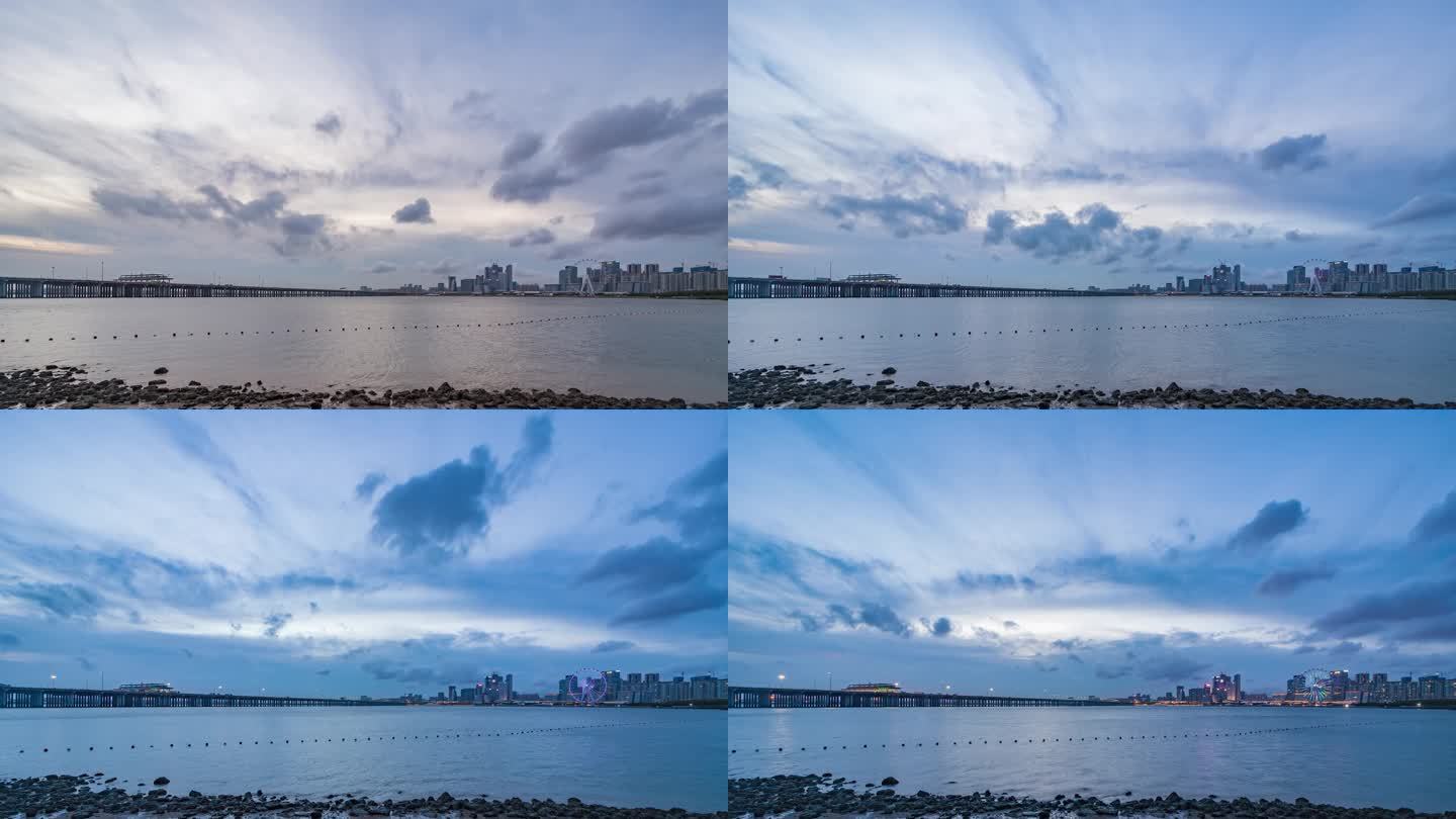 前海石视角看向欢乐港湾延时摄影4k