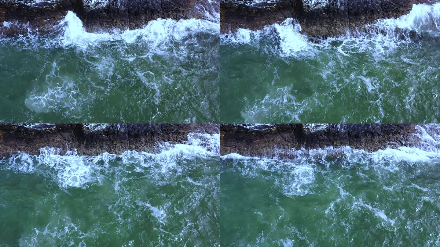 海浪 浪花 俯拍海边悬崖