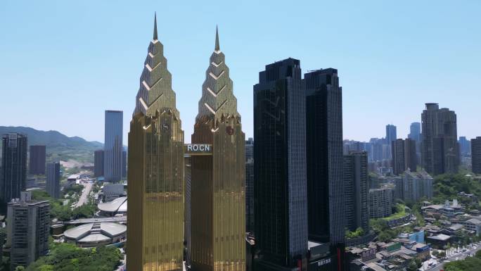 重庆地标建筑：喜来登大酒店航拍风景素材