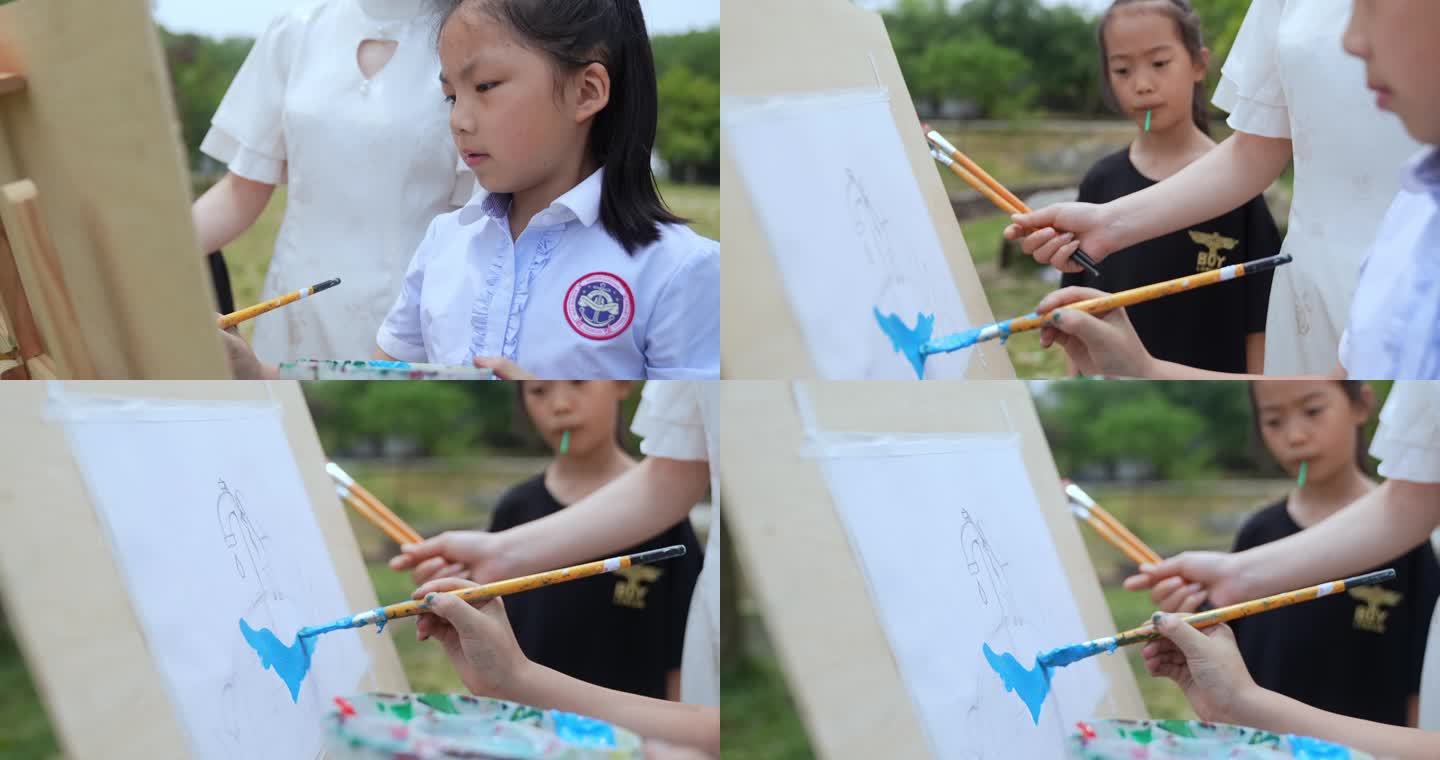 【4K】老师教孩子画画