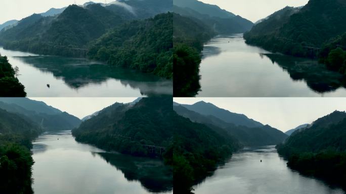 超清航拍湖南小东江山水美景