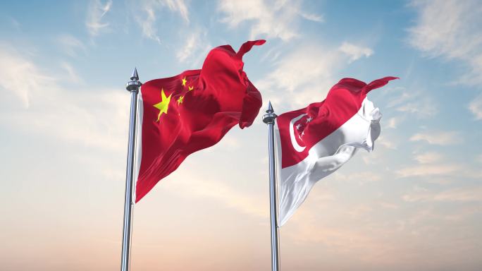 中国- 新加坡国旗