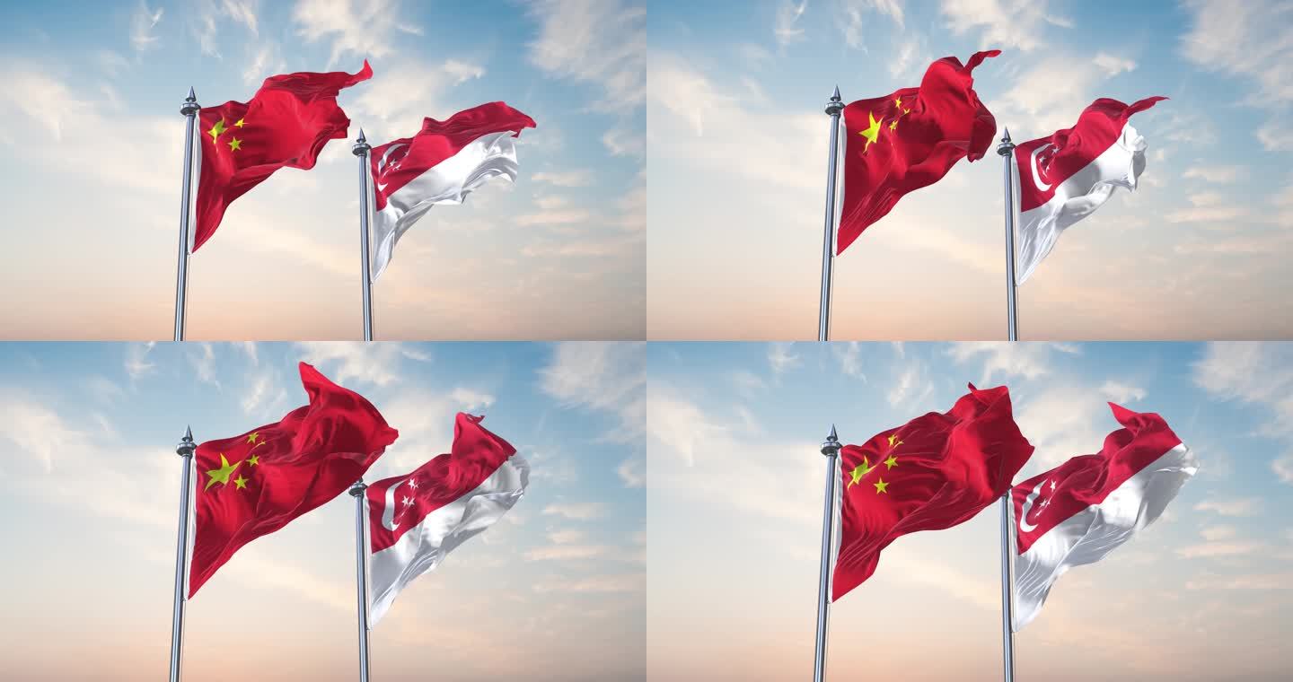 中国- 新加坡国旗
