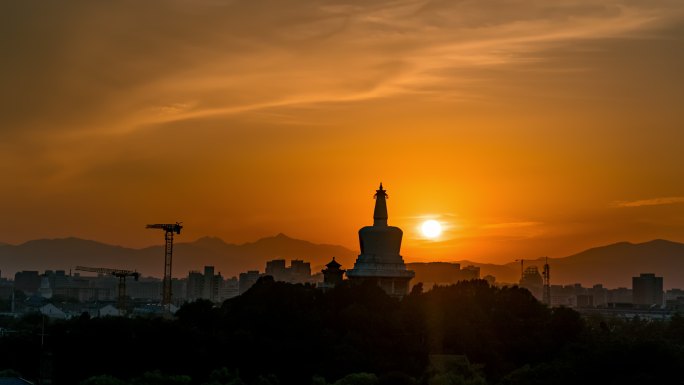 北海白塔日出 白塔