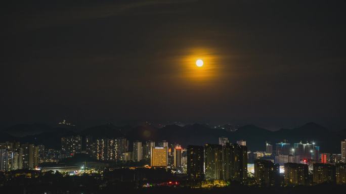 遵义市夜景满月延时