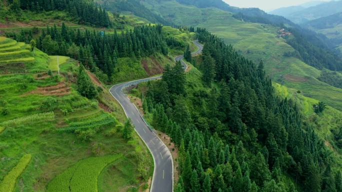 航拍山区盘山公路