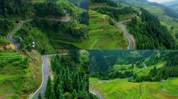 航拍山区盘山公路