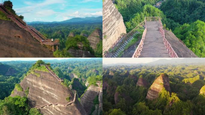 航拍万佛山群峰森林丹霞地貌美丽自然风光