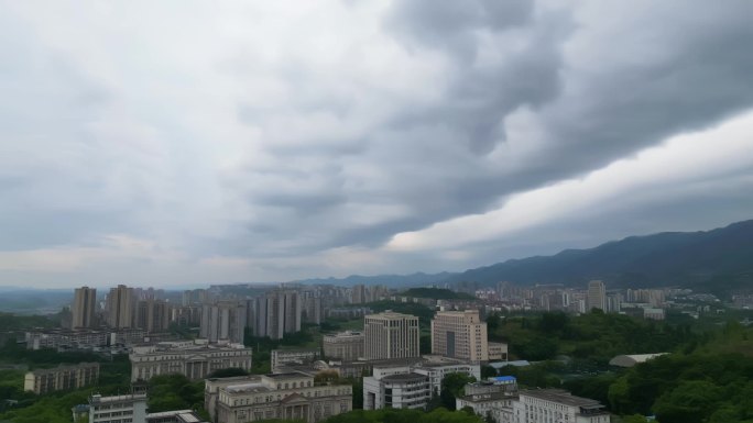 重庆北碚城市风光积雨云航拍延时