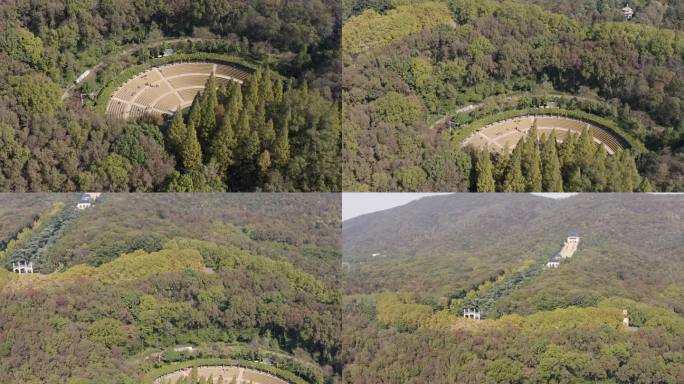 航拍南京钟山风景区音乐台