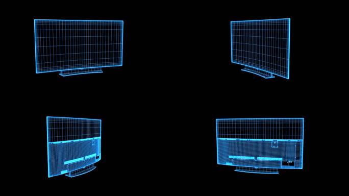 蓝色全息透明电视素材带通道