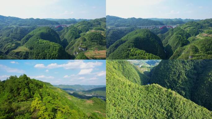 航拍青山绿水 植被 生态环境