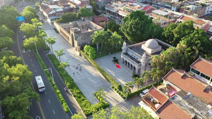 泉州清净寺航拍伊斯兰教建筑光明城旅游景点