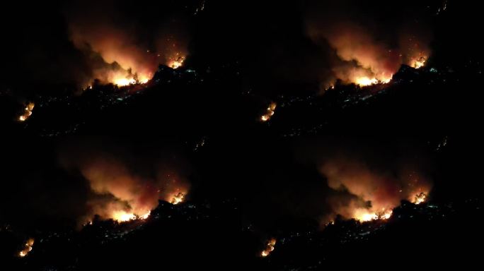 夜晚山火航拍（22年8月重庆北碚缙云山）