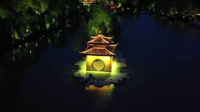 扬州 瘦西湖 夜景 航拍 五亭桥 4K