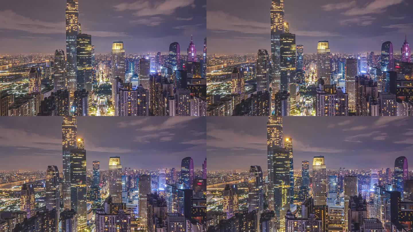 4K航拍珠江新城夜景