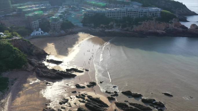 浙江温州洞头航拍空镜海岛沙滩人物风景