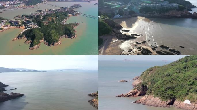 浙江温州洞头航拍空镜海岛沙滩人物风景