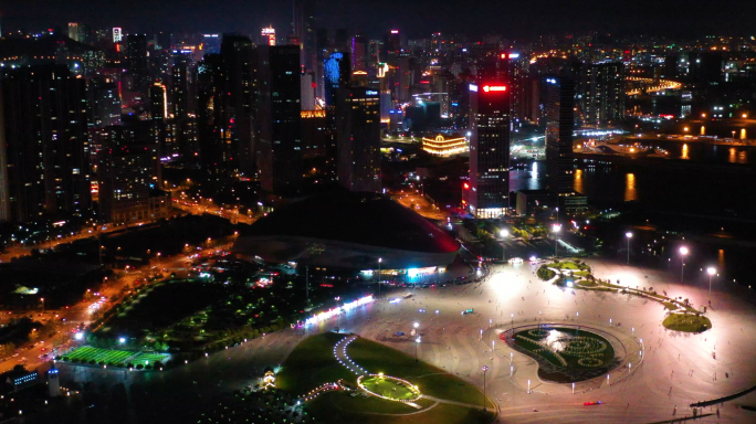 4K大连夜景航拍 大连东港夜景航拍