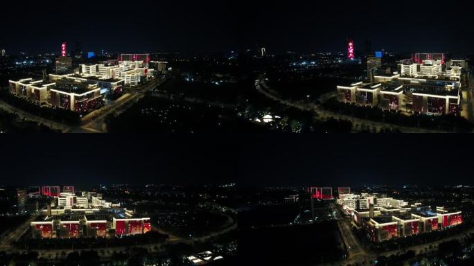 4K航拍原创广州生物岛夜景