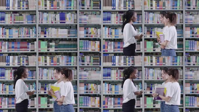 【4K】图书馆黑人外教交流