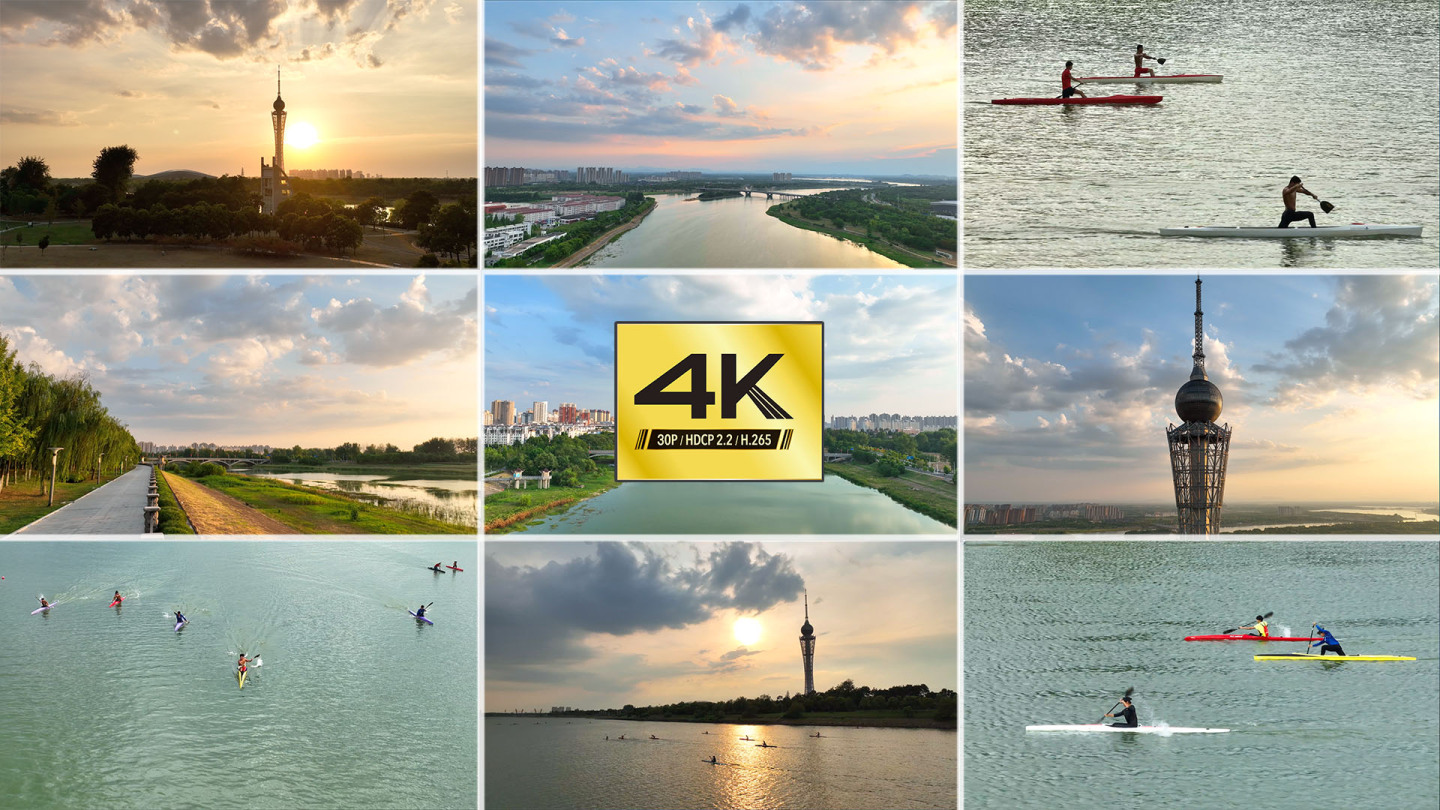 【4K】六安淠河夕阳皮划艇训练