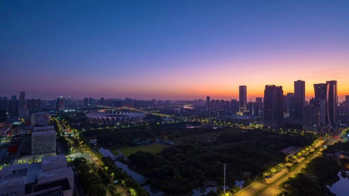 佛山新城建筑群日出延时