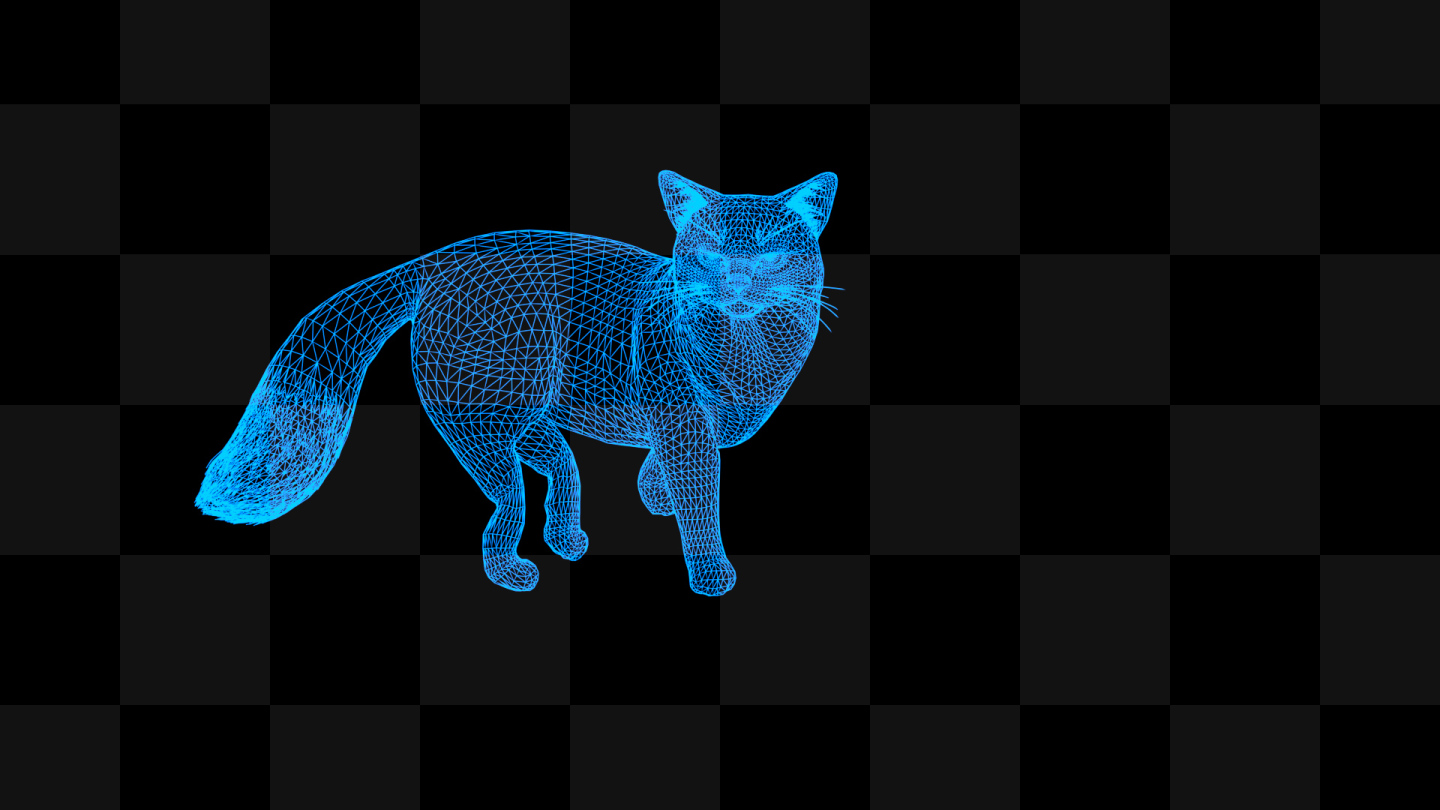 蓝色全息线框布偶猫动画素材免扣带通道